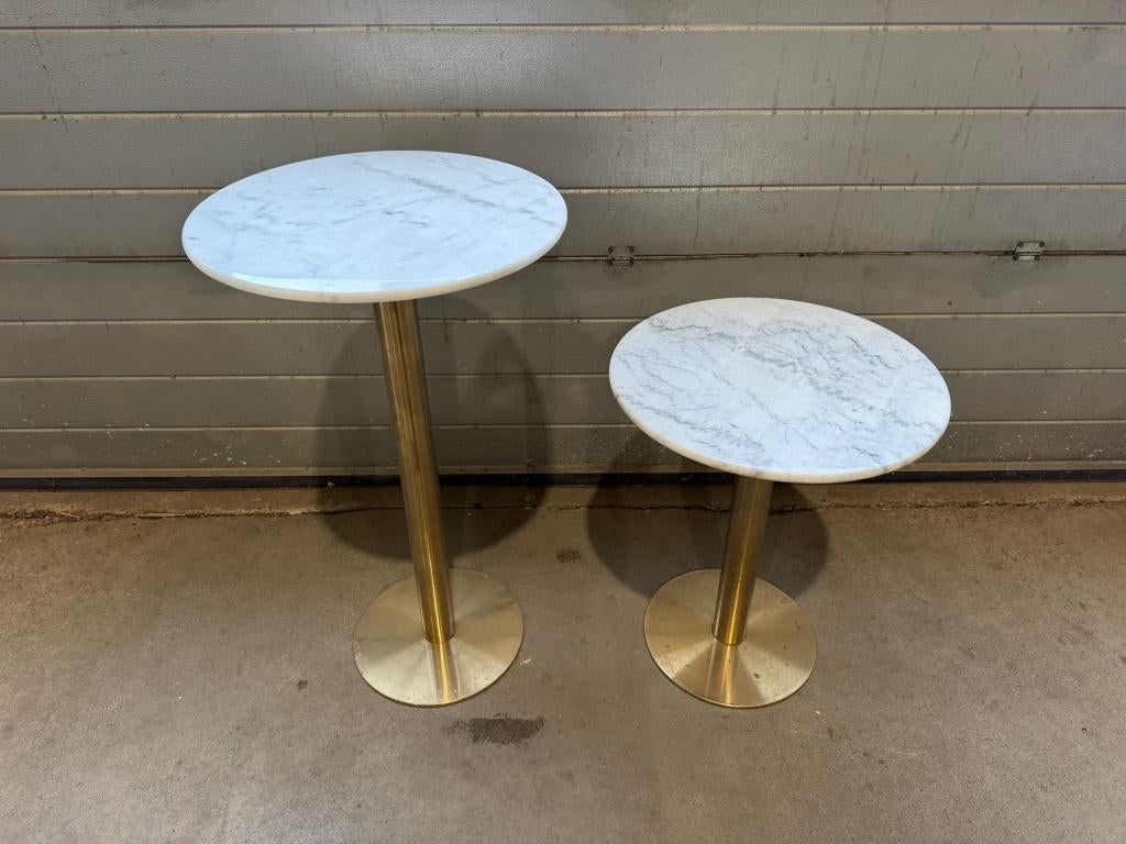 Ronde marmerlook tafels | goud onderstel, Ophalen, Overige materialen, 50 tot 100 cm, Rond