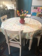 Wit houten eettafel, Ophalen, Gebruikt, 100 tot 150 cm, Vijf personen of meer