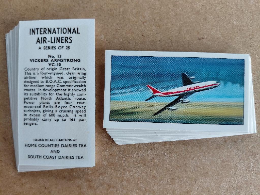 International Air-Liners complete set 25 tea cards 1968, Ophalen, Gebruikt, Overige typen
