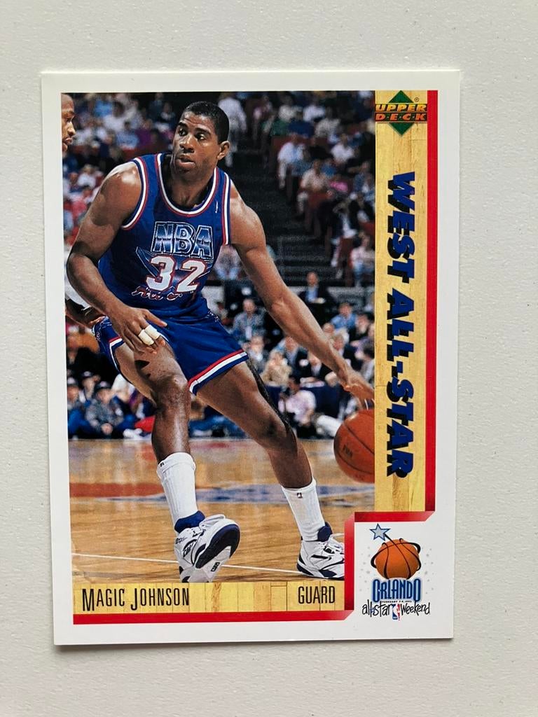 Magic Johnson Upper Deck basketballcard, Verzenden, Zo goed als nieuw, Ring, Bord of Paal
