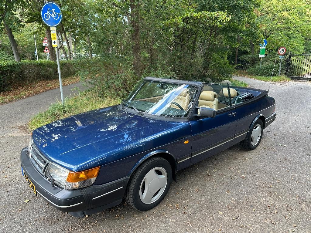 Saab 900 2.0 16 S Cabrio U9 1992 Blauw, Auto's, Saab, Voorwielaandrijving, 1280 kg, Beige, 4 cilinders