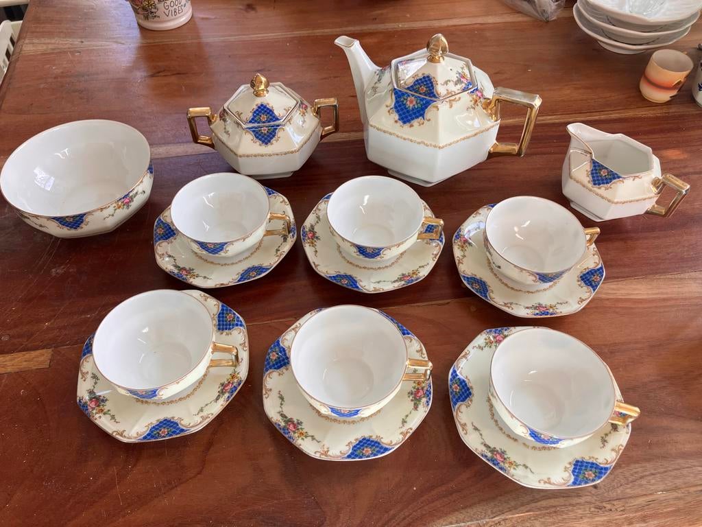 Union K Servies - Vintage Theeservies met Gouden Details, Antiek en Kunst, Ophalen of Verzenden