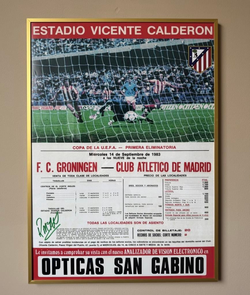 Gesigneerde poster A. Madrid - FC Groningen, Tickets en Kaartjes, Eén persoon