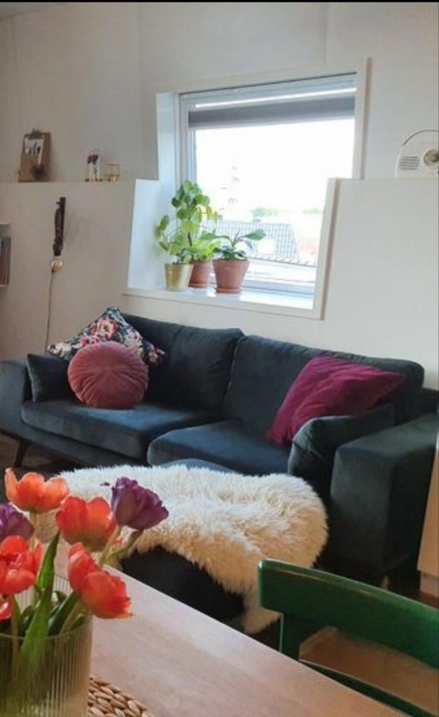 Groene 2-zits bank Wehkamp, Ophalen, Gebruikt, 75 tot 100 cm, Stof