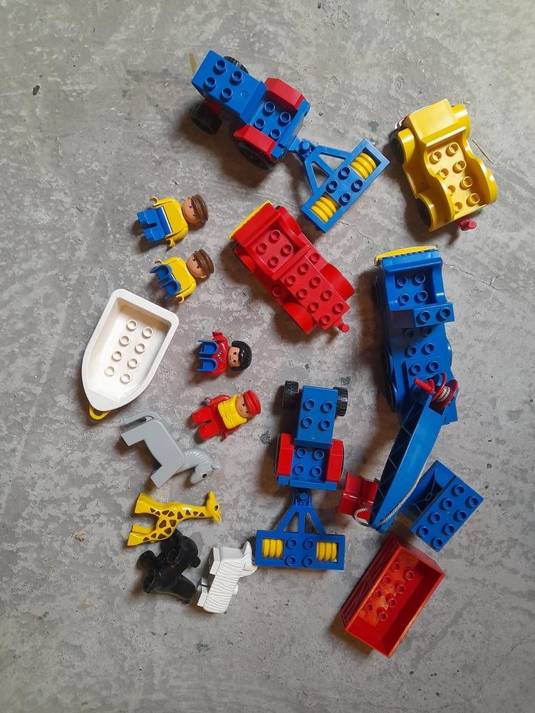 Duplo tractor kraan boot auto giraffe paard schaap, Ophalen of Verzenden