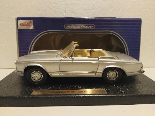 Mercedes Benz SL 280 cabriolet silver Anson metal 1:18 KRD, Hobby en Vrije tijd, Modelauto's | 1:18, Zo goed als nieuw, Auto, Anson