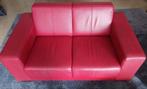 Rode 2 zits bank, echt leer, Huis en Inrichting, Banken | Bankstellen, Ophalen, 150 tot 200 cm, Tweepersoons, Leer