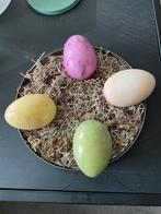 4 Marmeren eieren, geel, groen, paars en parelmoer., Ophalen of Verzenden, Zo goed als nieuw