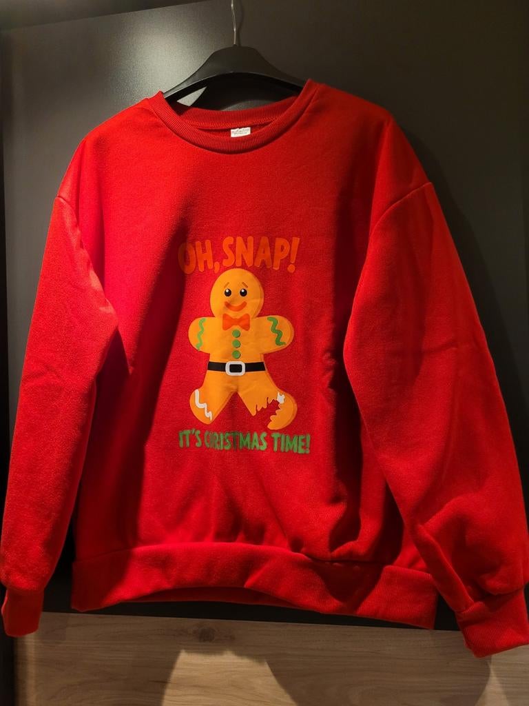 Rode Kerst sweater met Gingerbread Man - Zo goed als nieuw, Maat 42/44 (L), Ophalen of Verzenden, Rood, Onbekend