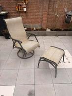 Comfortabele tuinstoel met voetenbank - Gebruikt, 2 zitplaatsen, Gebruikt, Aluminium, Ophalen of Verzenden