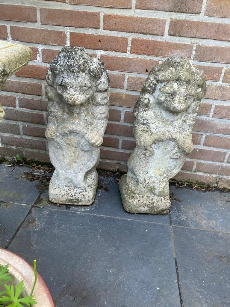 Set van 2 leeuwen, Tuin en Terras, Ophalen, Gebruikt, Beton, Dierenbeeld