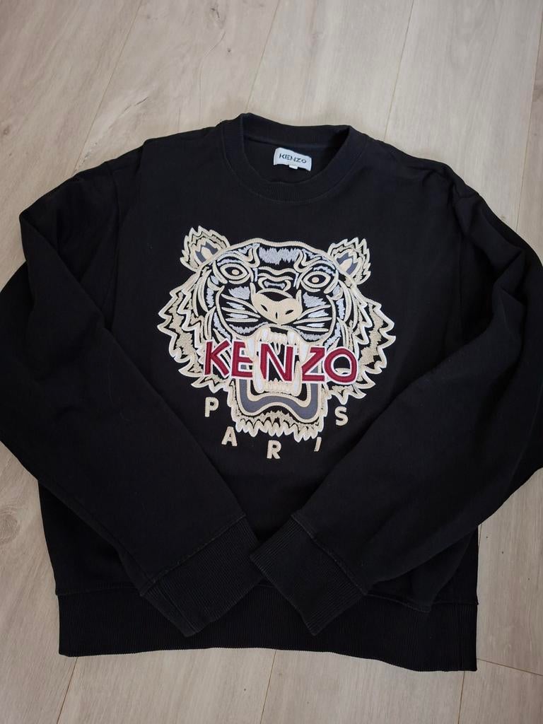 Kenzo zwarte trui met Tijger en tekst Paris MAAT M, Zwart, Ophalen of Verzenden, Zo goed als nieuw, Kenzo