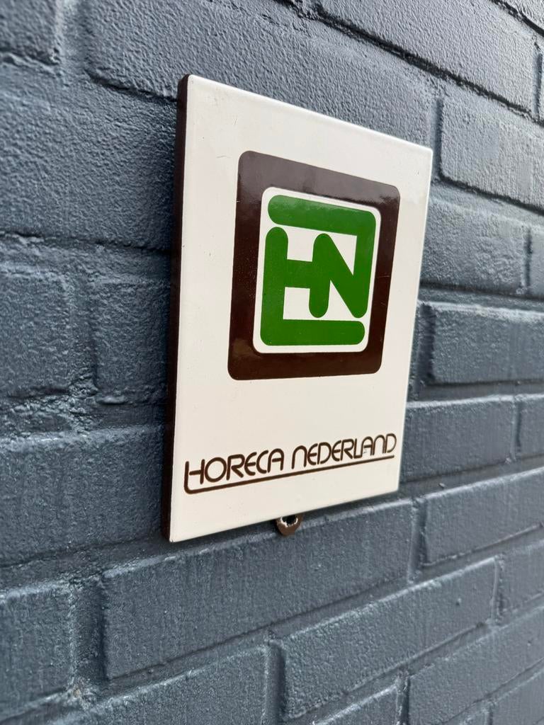 Vintage Horeca Nederland emaille gevelbord, Ophalen, Reclamebord, Gebruikt, .