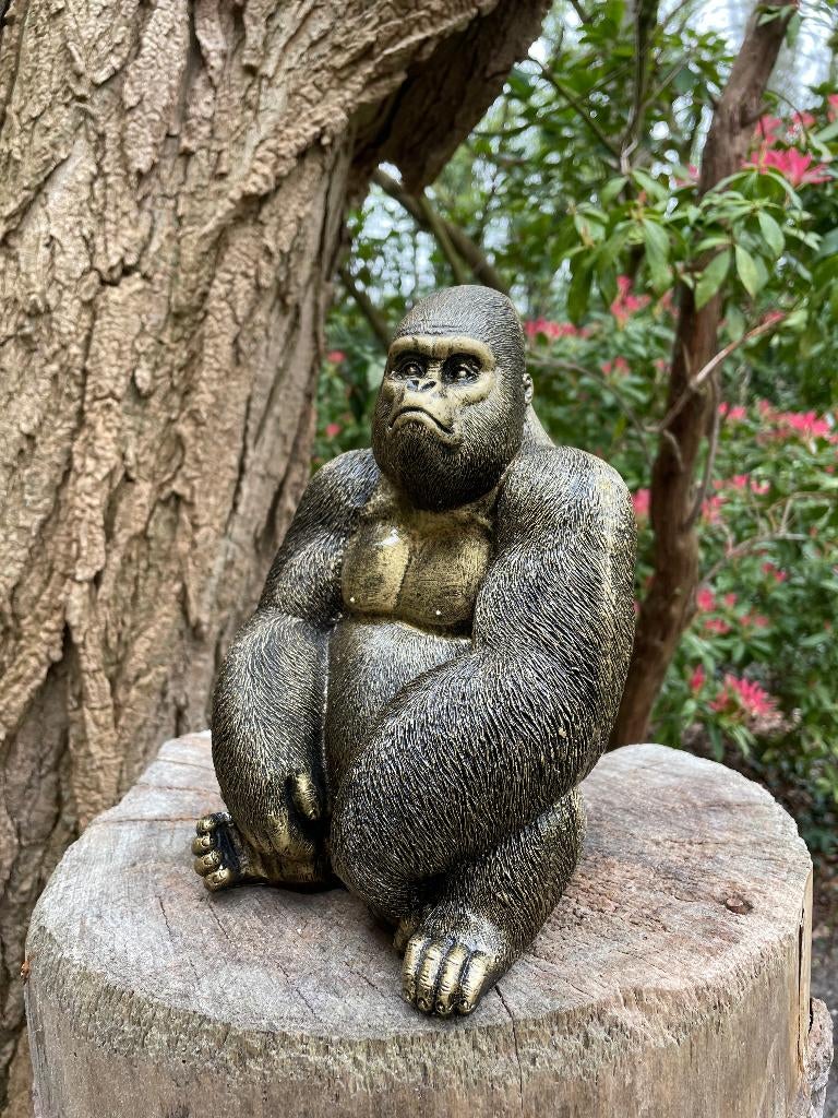 (Tuin)Beeld gorilla, tuin, zwembad, vijver 25cm, Ophalen of Verzenden, Nieuw, Kunststof, Dierenbeeld