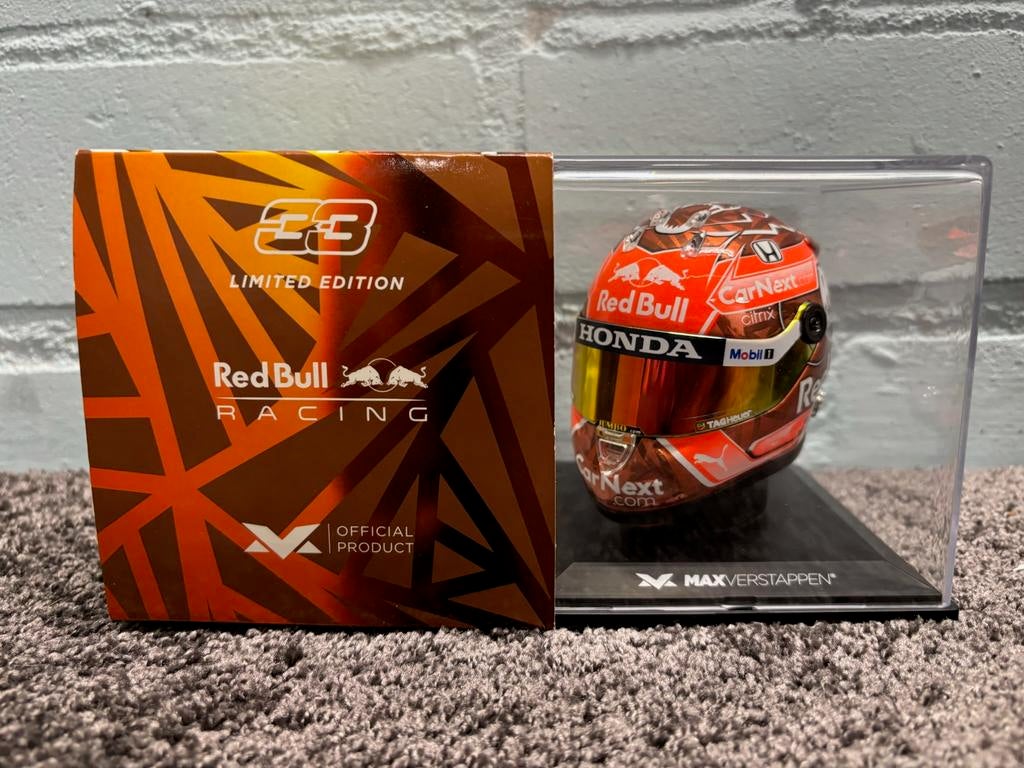 Max verstappen helm 1:4 spa 2021, Verzamelen, Ophalen of Verzenden, Zo goed als nieuw, Formule 1