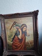 Oud schilderij vrouw met wasmand, Antiek en Kunst, Kunst | Schilderijen | Klassiek, Ophalen of Verzenden