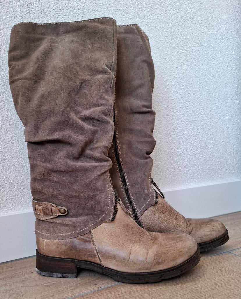 Laarzen ManasDesign maat 41, Bruin, Ophalen of Verzenden, Zo goed als nieuw, Hoge laarzen