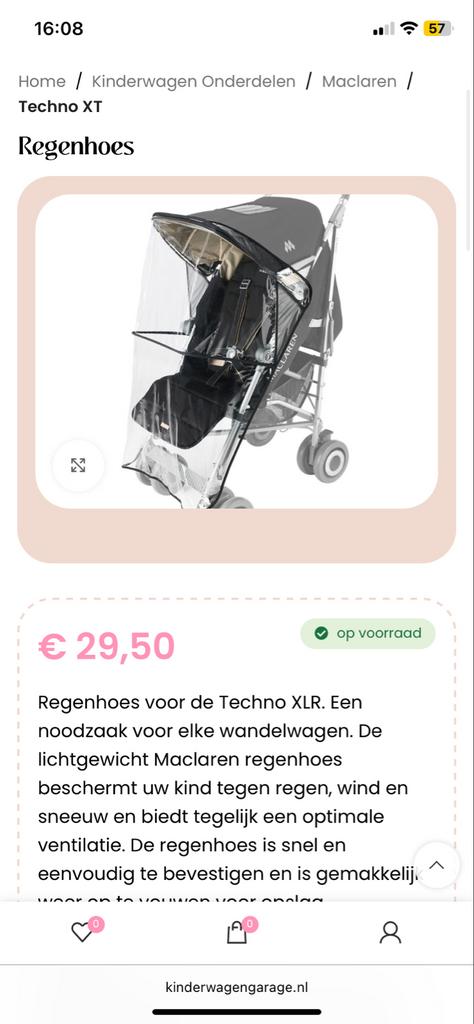 Regenhoes voor Maclaren buggy Techno XR - Zo goed als nieuw, Ophalen, Zo goed als nieuw, Overige merken