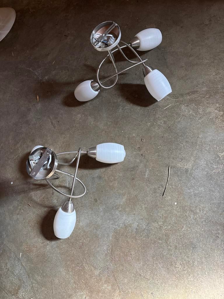 Twee zilverkleurige lampen met E14 fitting, Ophalen, Gebruikt