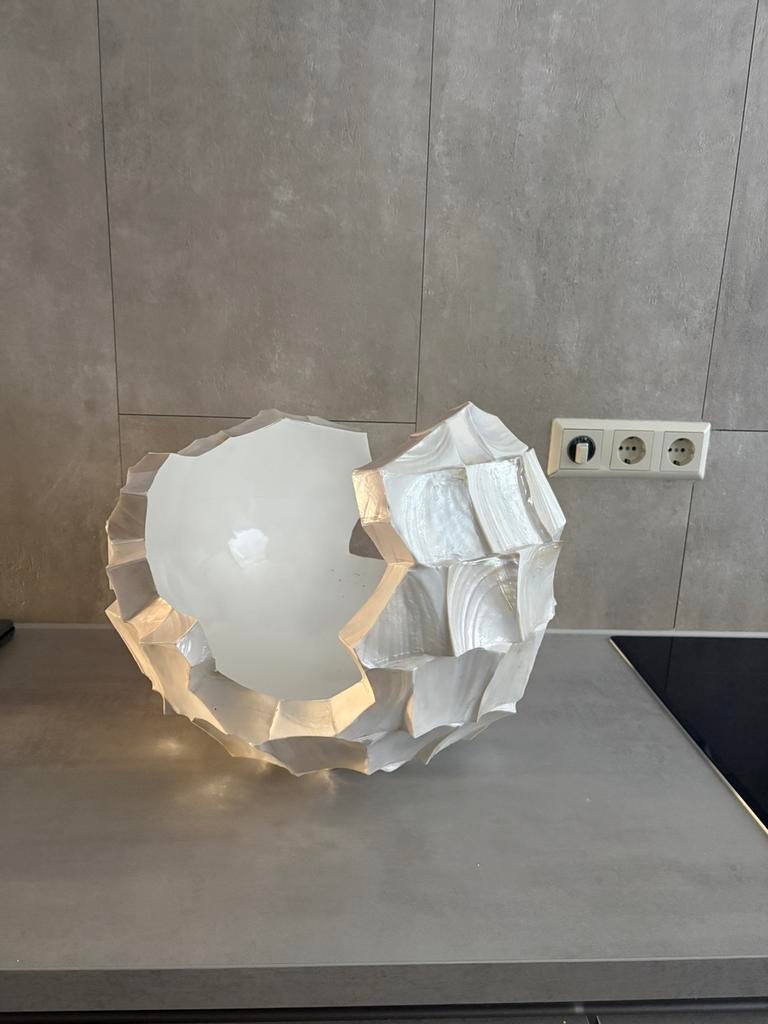 Schelpenvaas schelpen vaas, Huis en Inrichting, Woonaccessoires | Vazen, Ophalen, Overige kleuren, Minder dan 50 cm, Glas