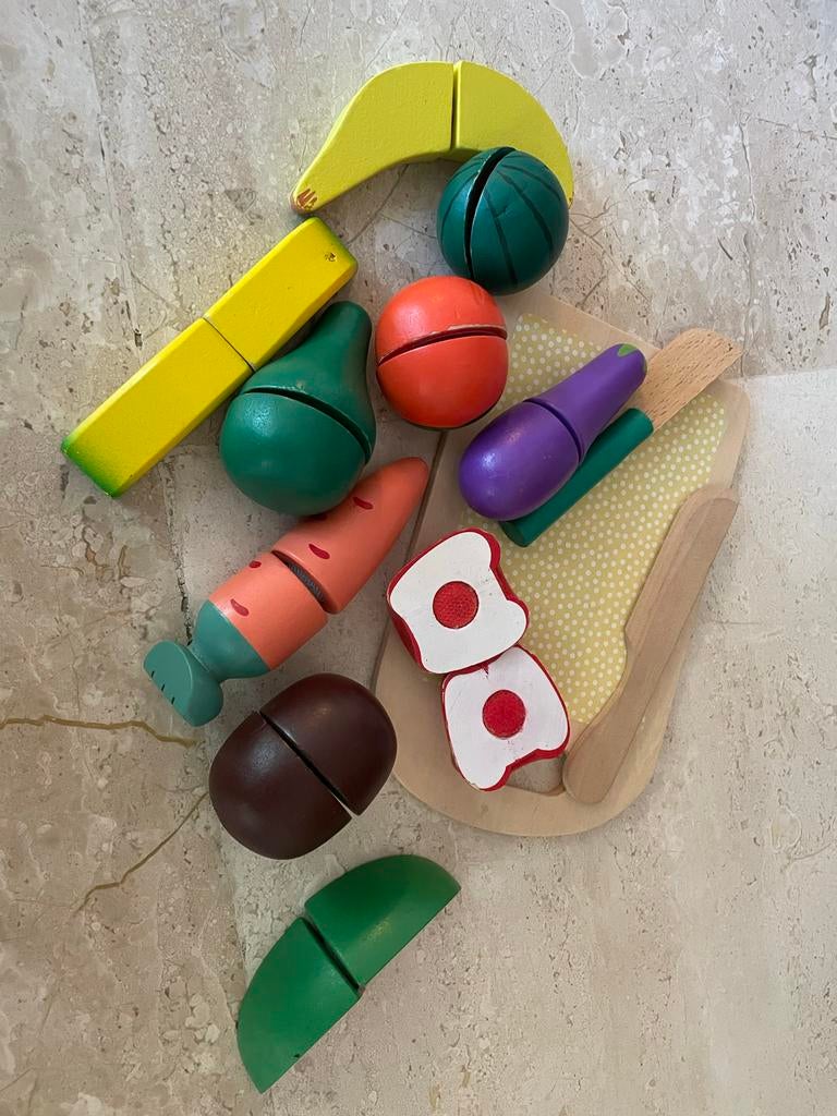 Houten Speelgoed Fruit en Groenten met Klittenband, Kinderen en Baby's, Speelgoed | Houten speelgoed, Ophalen of Verzenden, Gebruikt