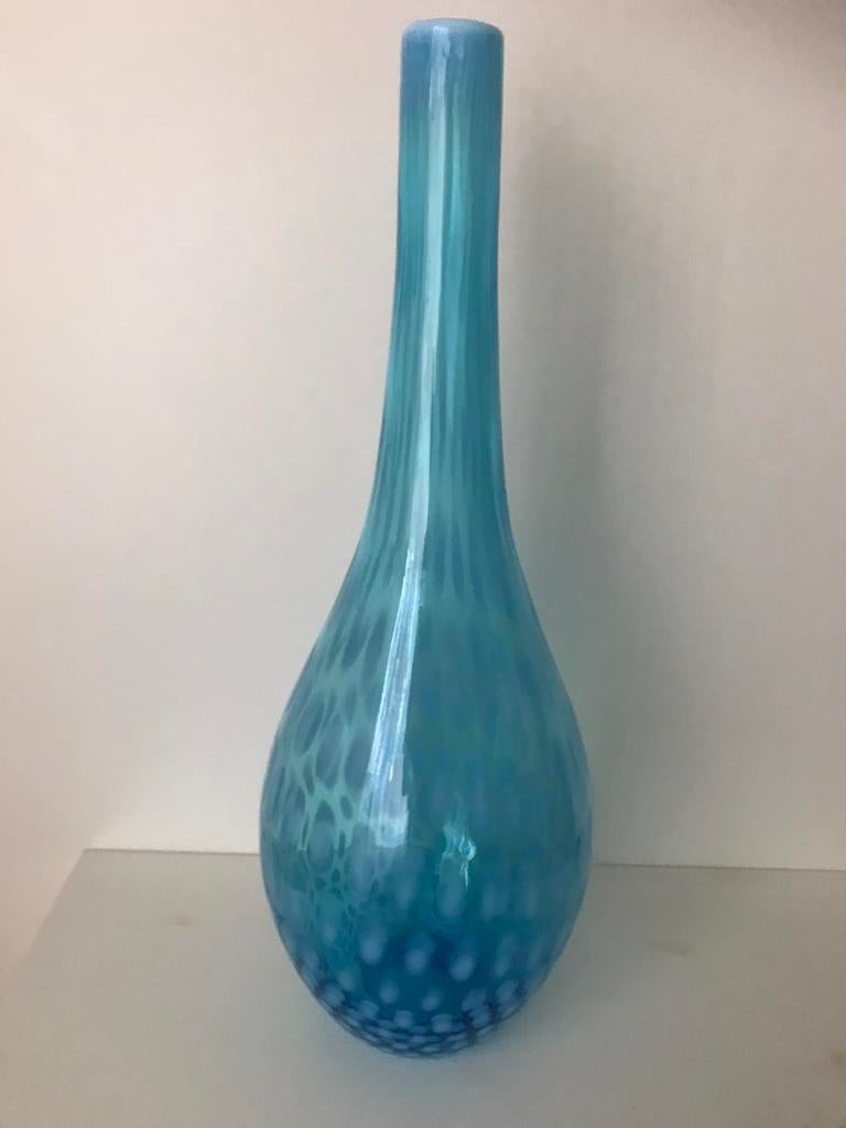 Glazen vaas met druppel motief, Huis en Inrichting, Woonaccessoires | Vazen, Ophalen, Blauw, Minder dan 50 cm, Glas