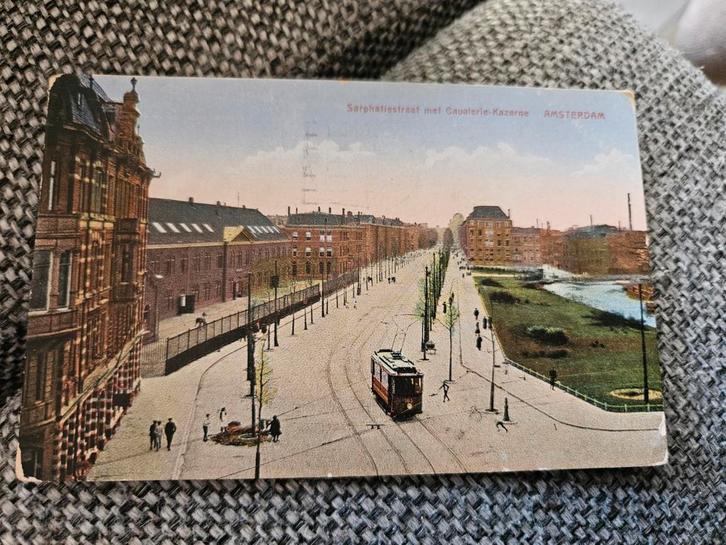 Amsterdam  Sarphatistraat met Oranje-Kazerne, Verzamelen, Ansichtkaarten | Nederland, Gelopen, Noord-Holland, Voor 1920, Ophalen of Verzenden