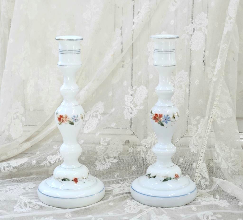 Antieke glazen kandelaars, Ophalen of Verzenden