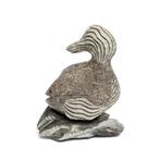Daniel Renaud Stenen Sculptuur draaibaar van een Eend en Vis, Ophalen of Verzenden