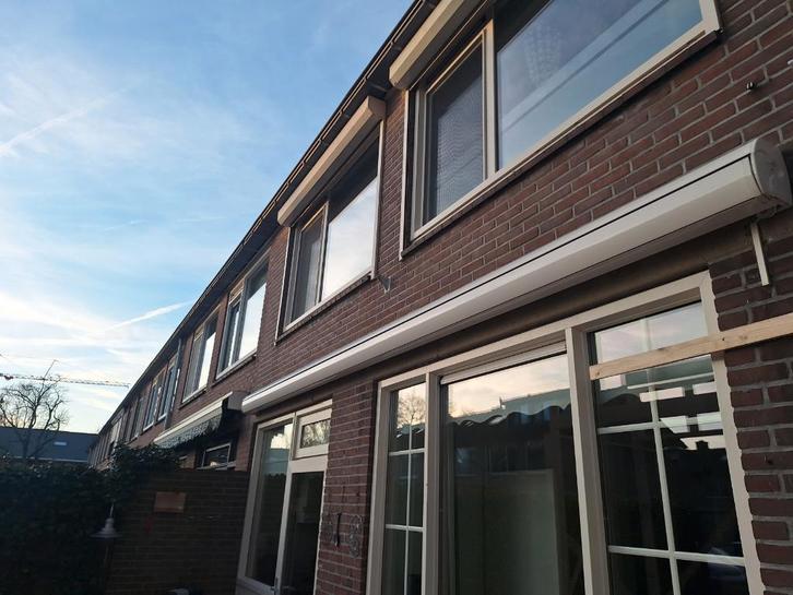 Zonnescherm 6 x 3 meter Rood / Antraciet / Grijs, Tuin en Terras, Zonneschermen, Gebruikt, Knikarmscherm, 150 tot 300 cm, 450 cm of meer