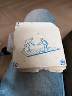 Antieke Delfts Blauwe Tegel met Spelende Kinderen, Ophalen of Verzenden