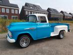Chevrolet 3200 Apache pick-up uit 1957 oldtimer., Auto's, Achterwielaandrijving, Chevrolet, Blauw, Leder en Stof