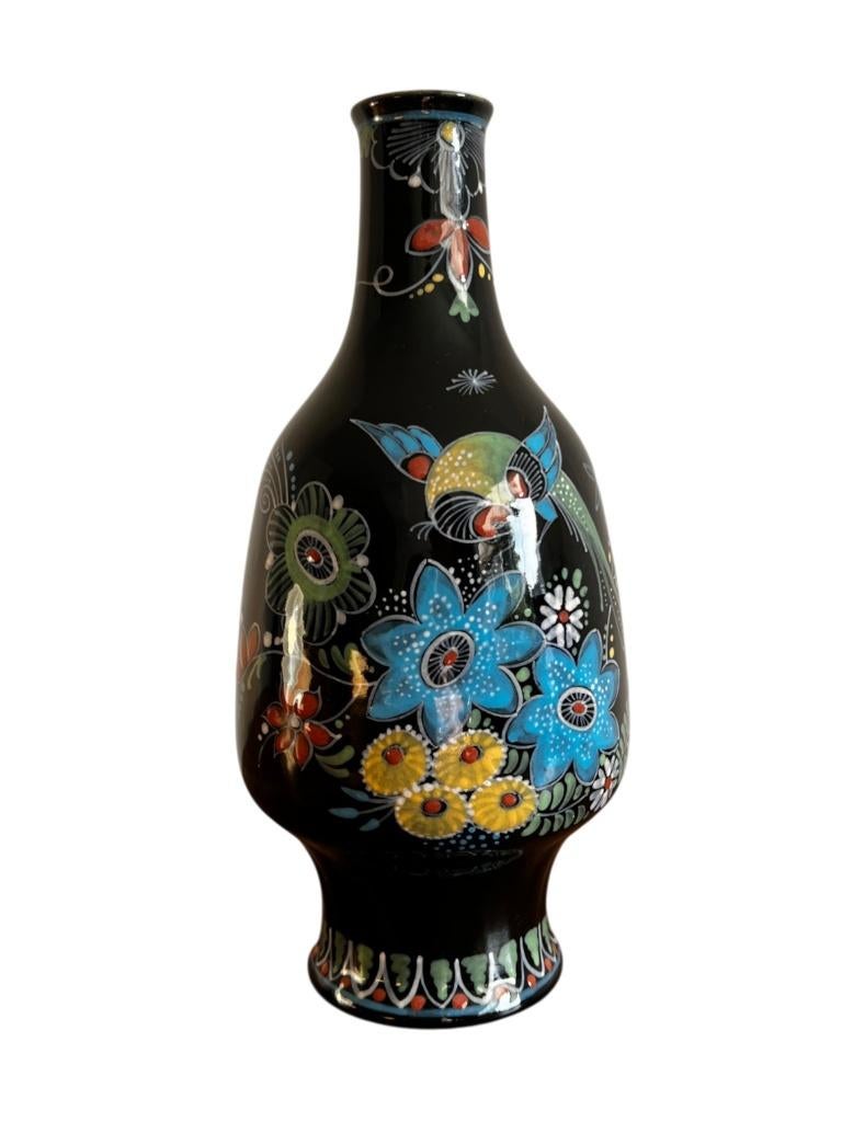 Zwarte Delfts decoratieve vaas – De Porceleyne Fles (1979), Antiek en Kunst, Antiek | Vazen, Ophalen of Verzenden