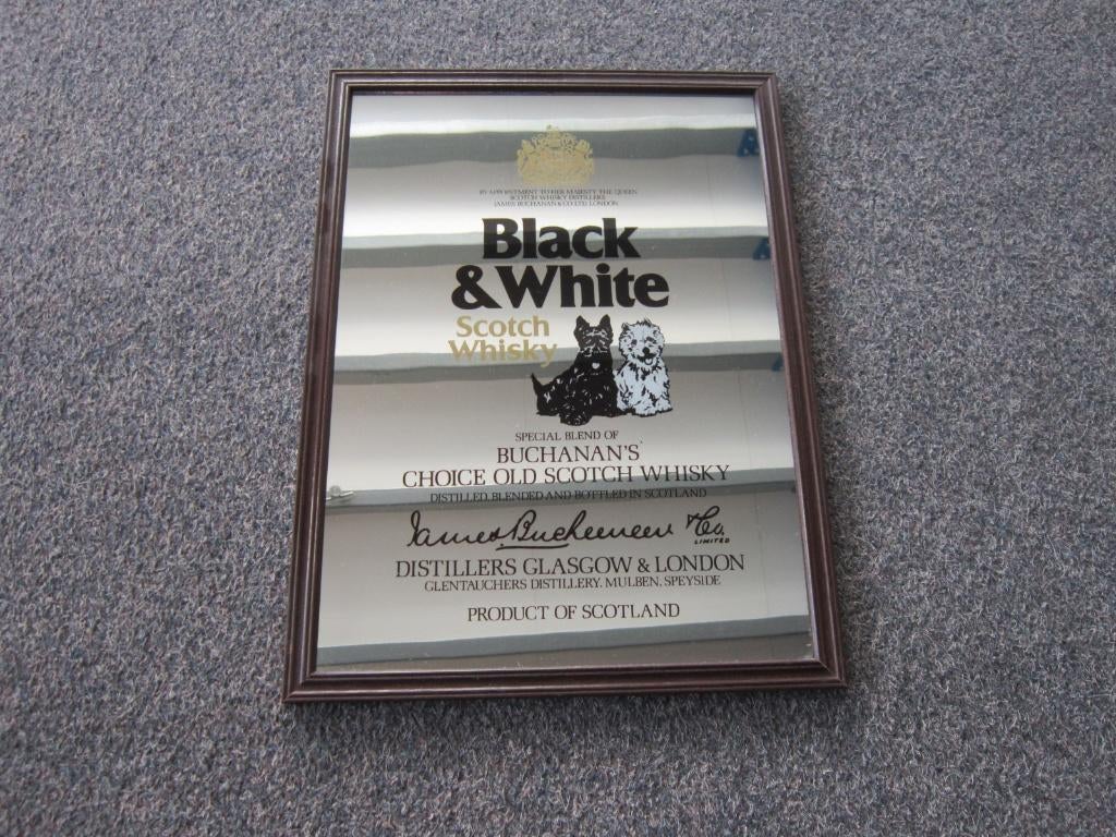 BLACK & WHITE WHISKEY SPIEGEL, Verzamelen, Merken en Reclamevoorwerpen, Ophalen, Zo goed als nieuw, Overige typen