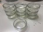 10 stuks glazen potjes - ideaal voor desserts of kruiden, Ophalen of Verzenden, Gebruikt