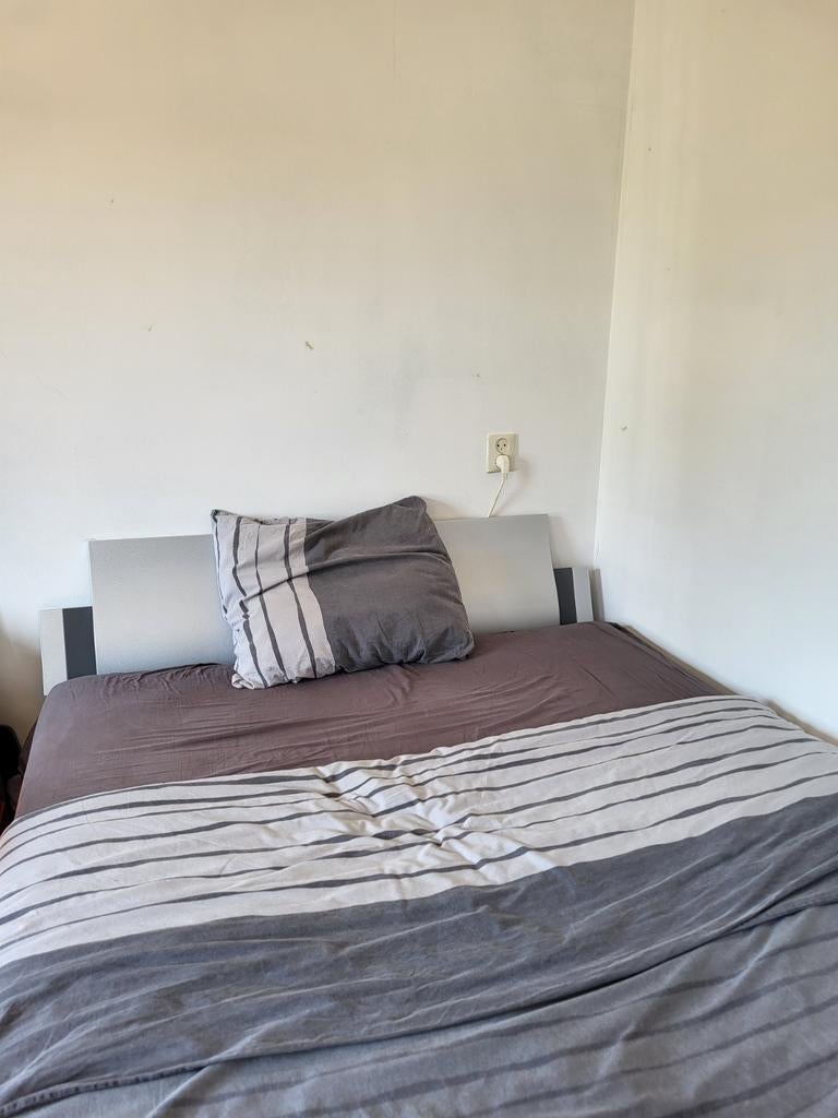 Leuk bed met rugsteunen, Tweepersoons, 200 cm, Grijs, Hout