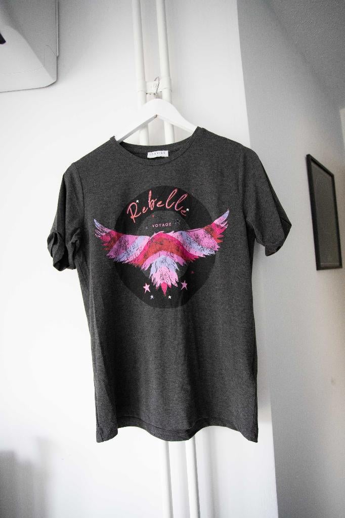 Grijs T-shirt met gekleurde opdruk Loavies maat M, Maat 38/40 (M), Ophalen of Verzenden, Loavies, Korte mouw