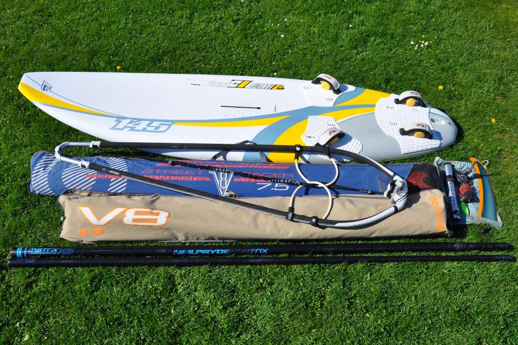 Fanatic E-Ray 145 complete Freeride set, Ophalen, 250 tot 300 cm, Gebruikt, 7 m² of meer