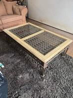 Mooie zware salontafel van gietijzer en glas, Ophalen, Gebruikt, 100 tot 150 cm, 50 tot 100 cm