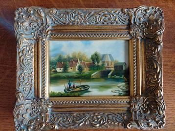 Klein schilderij met lijst - Riviergezicht beschikbaar voor biedingen