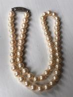 Parelketting faux parels geknoopt zilver 925 slot vintage, Ophalen of Verzenden, Gebruikt, Zilver