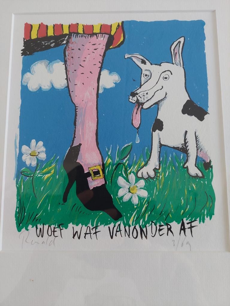 Woef Waf Vanonder Af - Ronald, Antiek en Kunst, Kunst | Tekeningen en Foto's, Ophalen of Verzenden