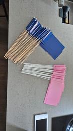 Roze en blauwe vlaggetjes voor bruiloft of babyshower, Diversen, Vlaggen en Wimpels, Ophalen of Verzenden, Zo goed als nieuw