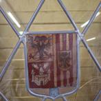 Drieslag deuren – massief hout & loodglas met wapenschilden, Ophalen