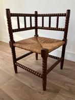 Vintage Houten Stoel met Riet Zitting, Huis en Inrichting, Stoelen, Gebruikt, Bruin, Ophalen of Verzenden, Eén