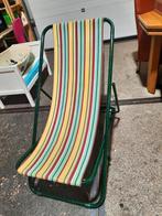 Strandstoel. Vintage, Inklapbaar, Gebruikt, Metaal, Ophalen