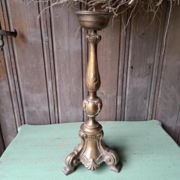 Oude koperen kandelaar brocante kerkkandelaaar 42cm *Etage3* beschikbaar voor biedingen