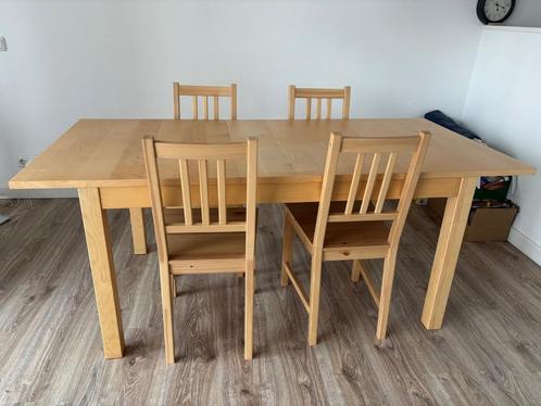 Eettafel met stoelen, Huis en Inrichting, Complete eetkamers, Gebruikt, 4 tot 6 stoelen, Ophalen