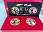 2x 1oz Zilver Panda Royal Gold Editie - Zeldzaam!, Ophalen of Verzenden, Overige landen, Zilver