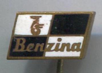 Benzina zwart/wit email op koper brandst0f speldje ( G_013a) beschikbaar voor biedingen